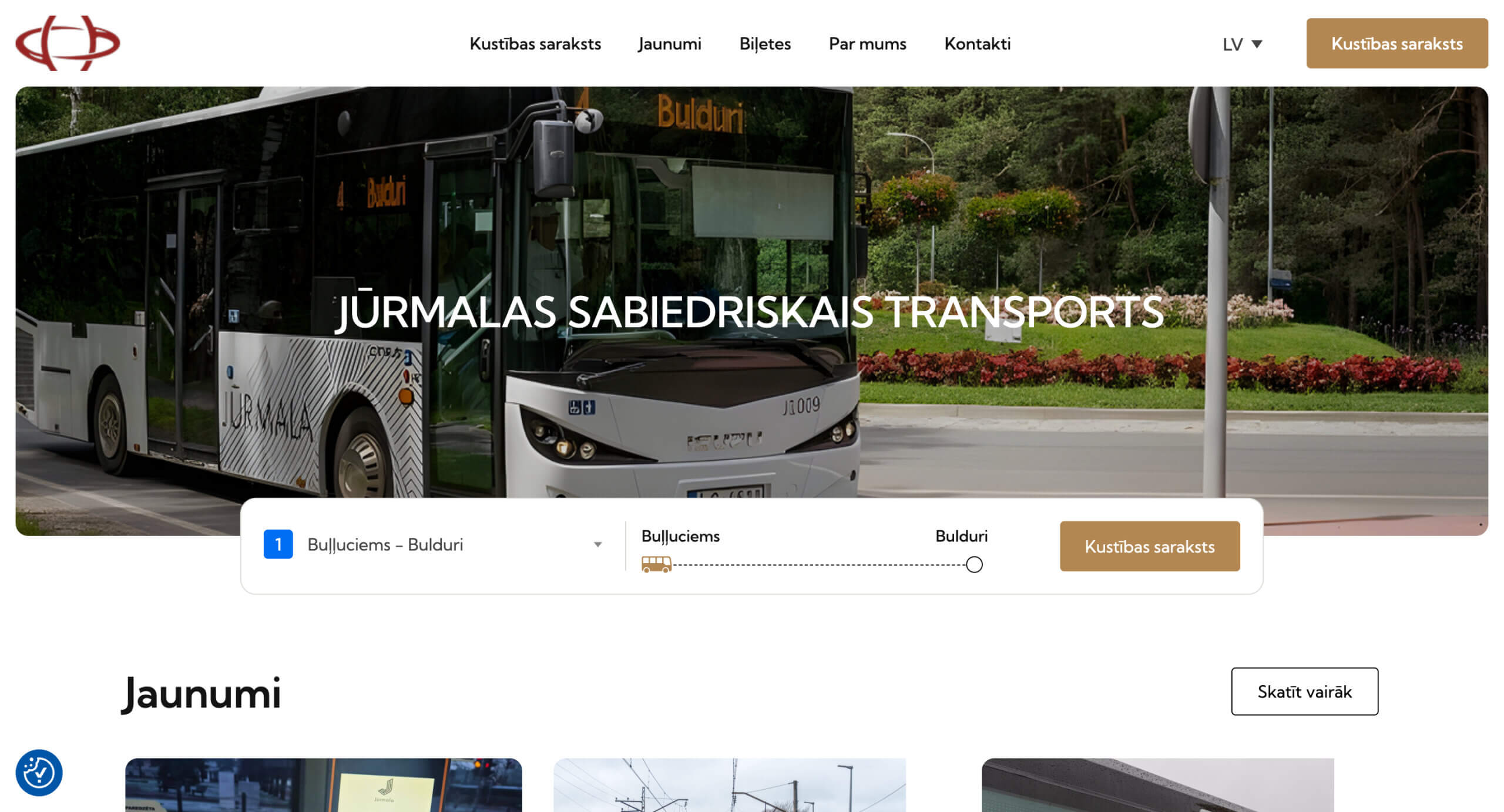 Jūrmalas sabiedriskā transporta mājaslapa ar GPS integrāciju