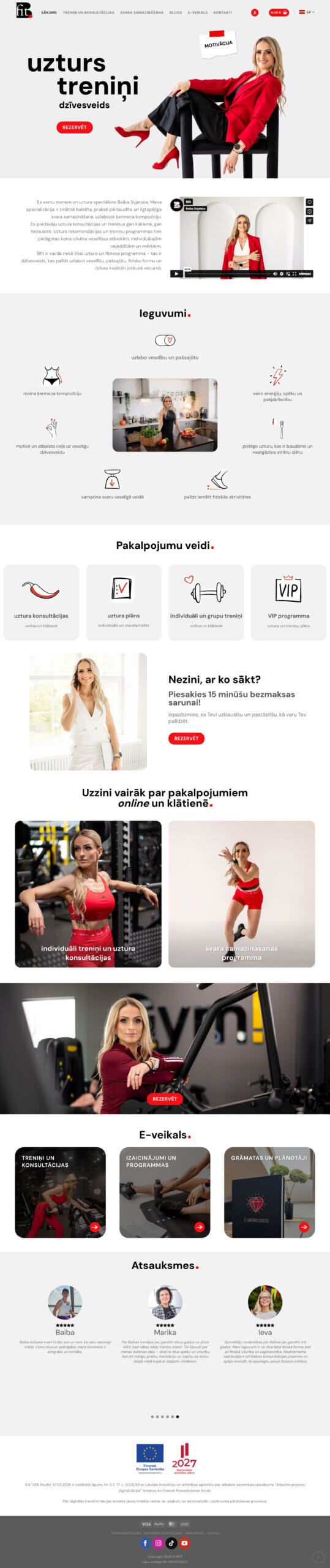 Fitnesa mājas lapa ar rezervāciju sistēmu Wordpress mājas lapa fitnesa uzņēmumam ar online booking kalendāru, rezervāciju sistēmu klātienes un un online treniņiem