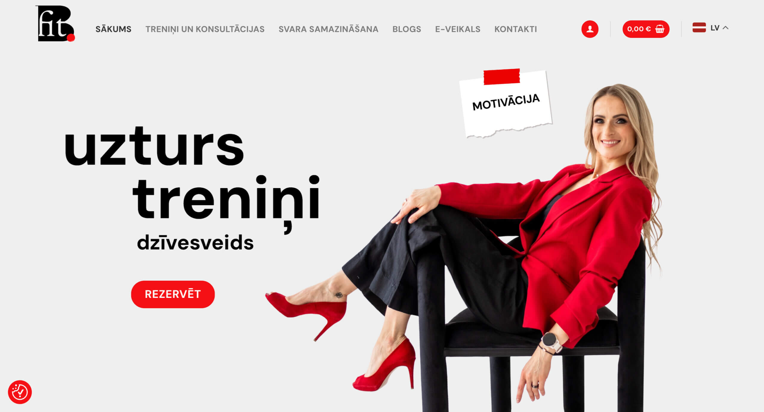 Fitnesa mājas lapa ar rezervāciju sistēmu